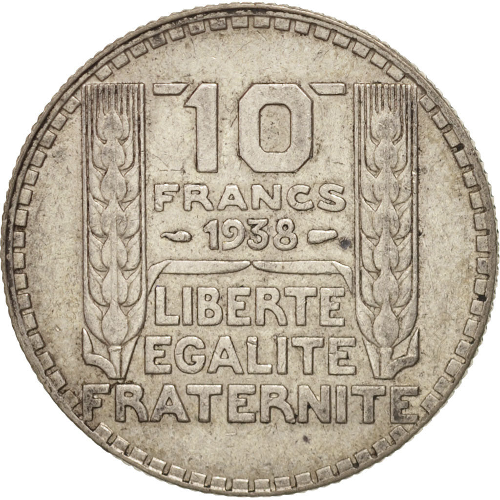 France, Turin, 10 Francs, 1938, Paris, Silver, KM:878, Gadoury:801