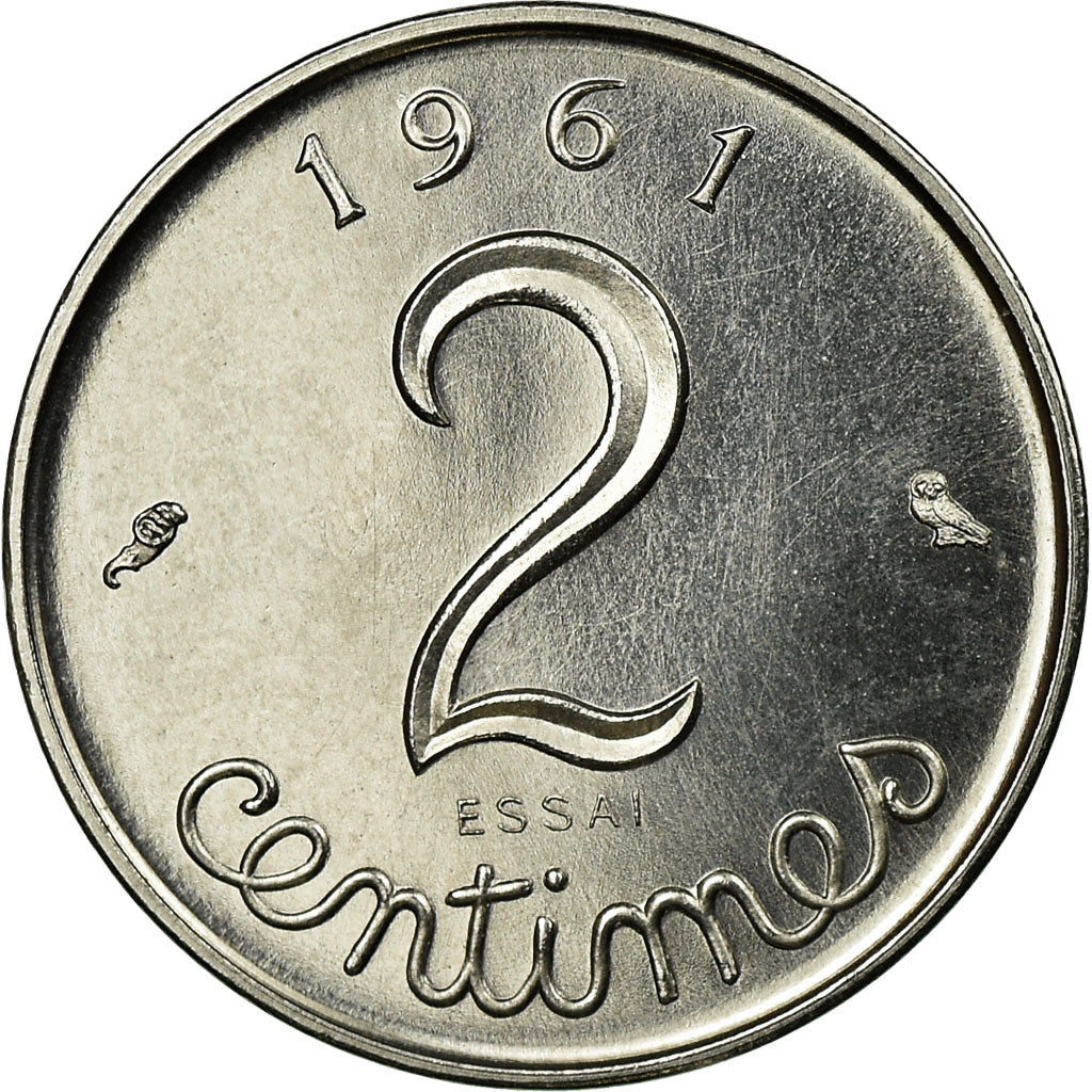 Monnaie, France, Épi, 2 Centimes, 1961, Paris, ESSAI, SPL, Chrome-Steel