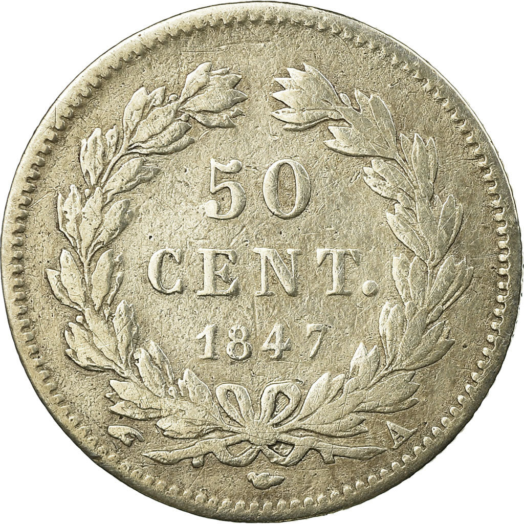 Coin, France, Louis-Philippe, 50 Centimes, 1847, Paris, VF(20-25), Silver