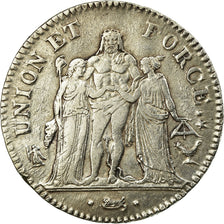 Coin, France, Union et Force, 5 Francs, AN 7, Bordeaux, EF(40-45), Silver