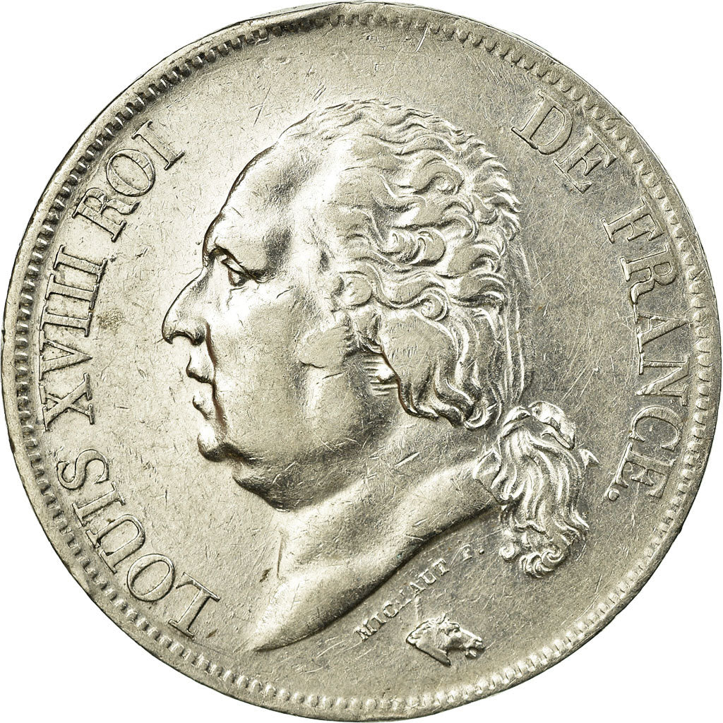 Coin, France, Louis XVIII, 5 Francs, 1824, Rouen, EF(40-45)