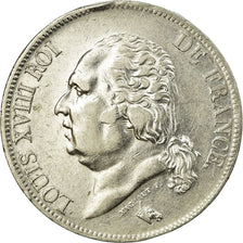 Coin, France, Louis XVIII, 5 Francs, 1824, Rouen, EF(40-45)