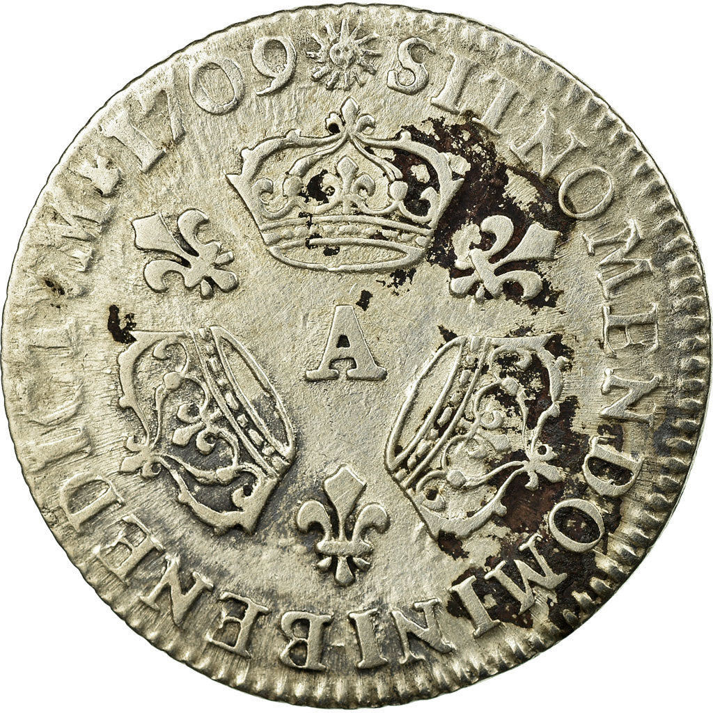 Munten, Frankrijk, Louis XIV, 1/10 Écu aux 3 couronnes, 1/10 Ecu, 1709, Paris