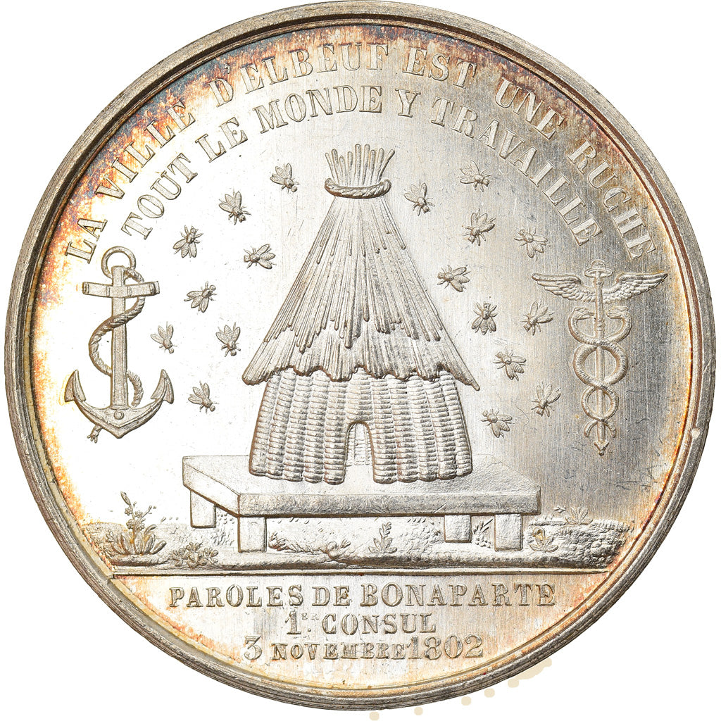 France, Token, Chambre de Commerce d'Elbeuf, 1861, Lecomte, MS(63), Silver