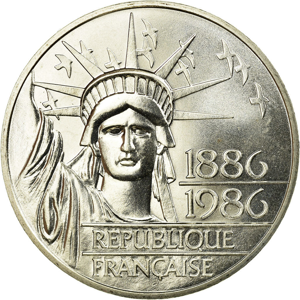 Coin, France, Statue de la Liberté, 100 Francs, 1986, MS(65-70), Silver