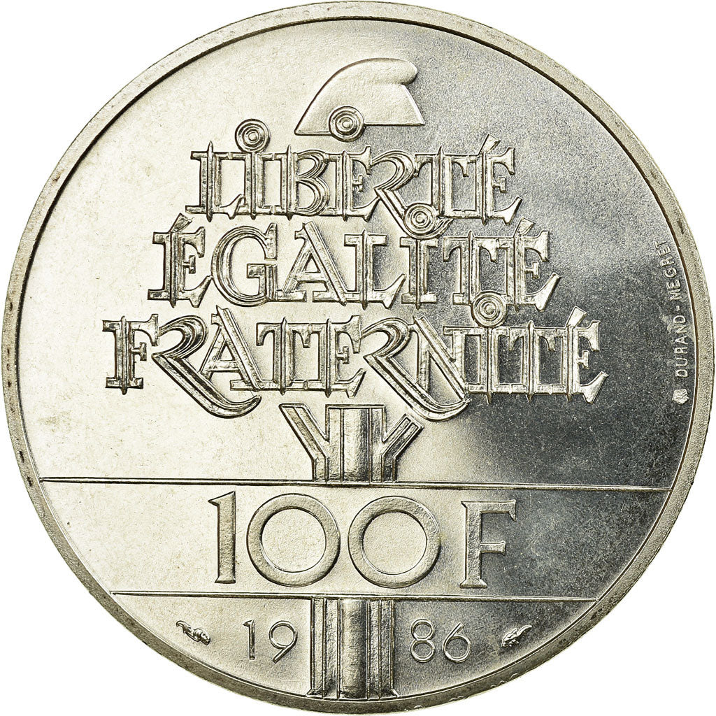Coin, France, Statue de la Liberté, 100 Francs, 1986, MS(65-70), Silver