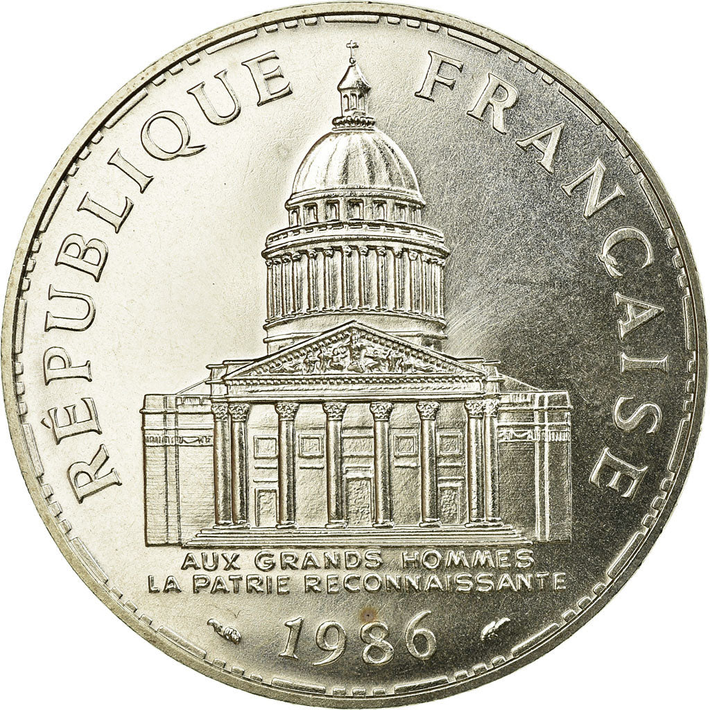 Moneta, Francia, Panthéon, 100 Francs, 1986, Paris, FDC, Argento, KM:951.1
