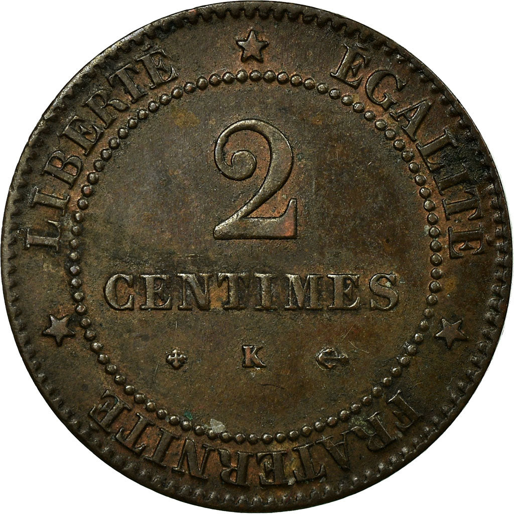 Munten, Frankrijk, Cérès, 2 Centimes, 1878, Bordeaux, ZF+, Bronze, KM:827.2