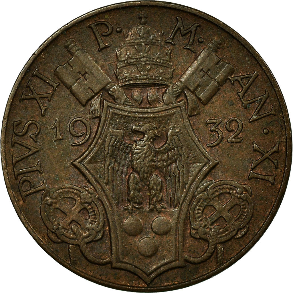 Münze, Vatikanstadt, Pius XI, 5 Centesimi, 1932, Rome, SS+, Bronze, KM:1
