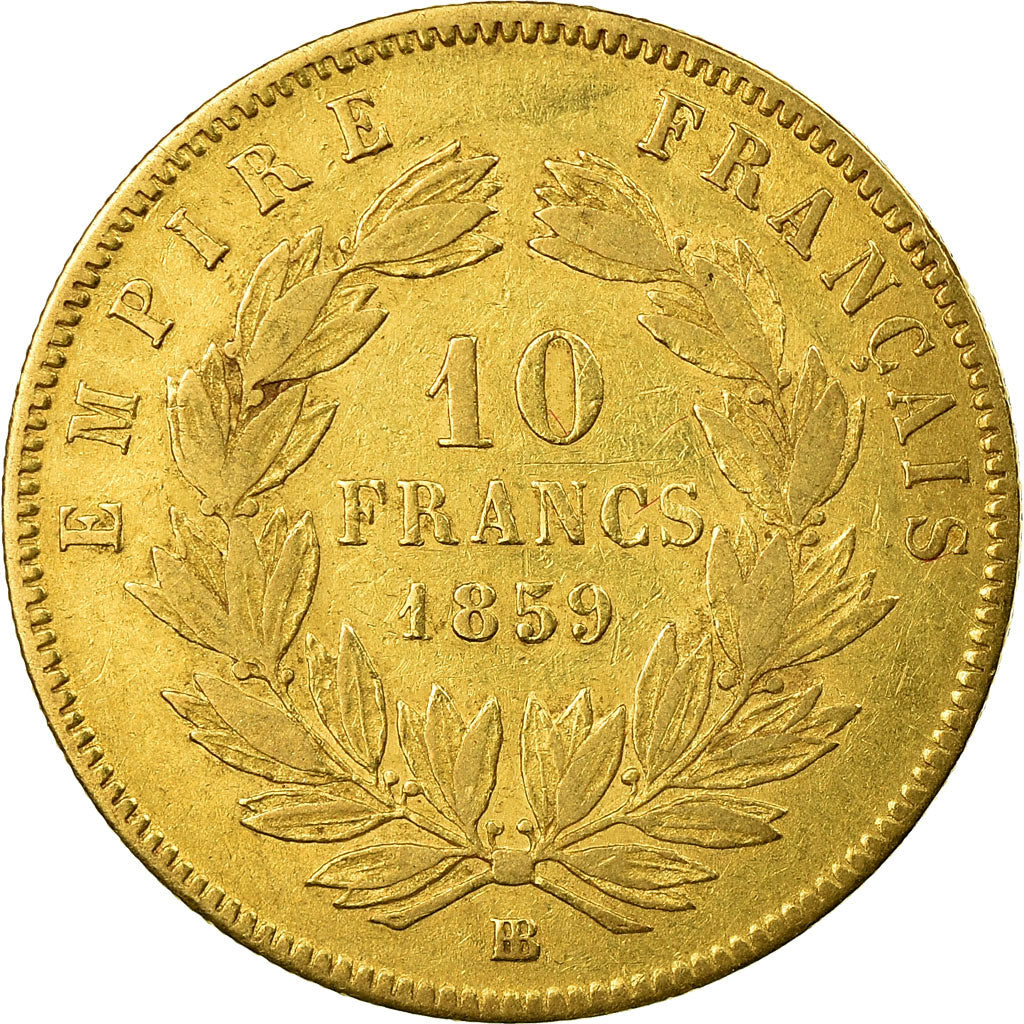 Moneta, Francia, Napoleon III, Napoléon III, 10 Francs, 1859, Strasbourg, MB+