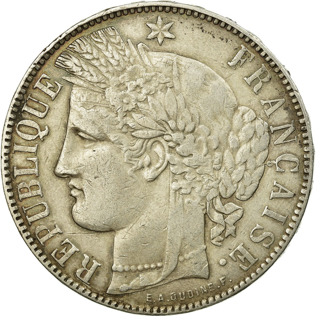 Moneta, Francia, Cérès, 5 Francs, 1871, Bordeaux, BB, Argento, KM:818.2