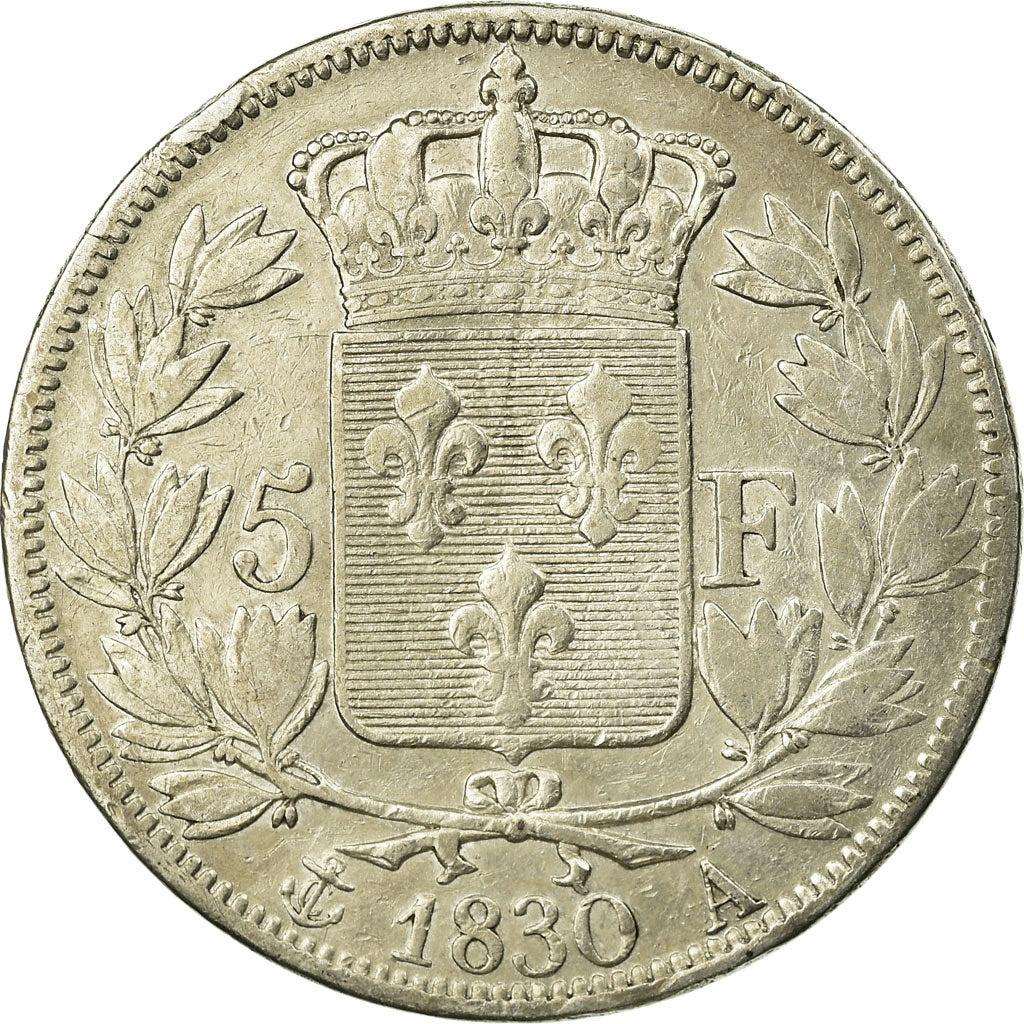 Coin, France, Charles X, 5 Francs, 1830, Paris, VF(30-35), Silver, KM:728.1