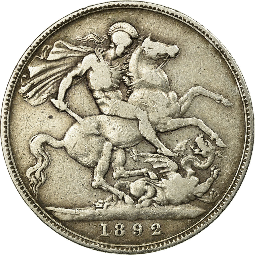 Coin, Great Britain, Victoria, Crown, 1892, VF(20-25), Silver, KM:765