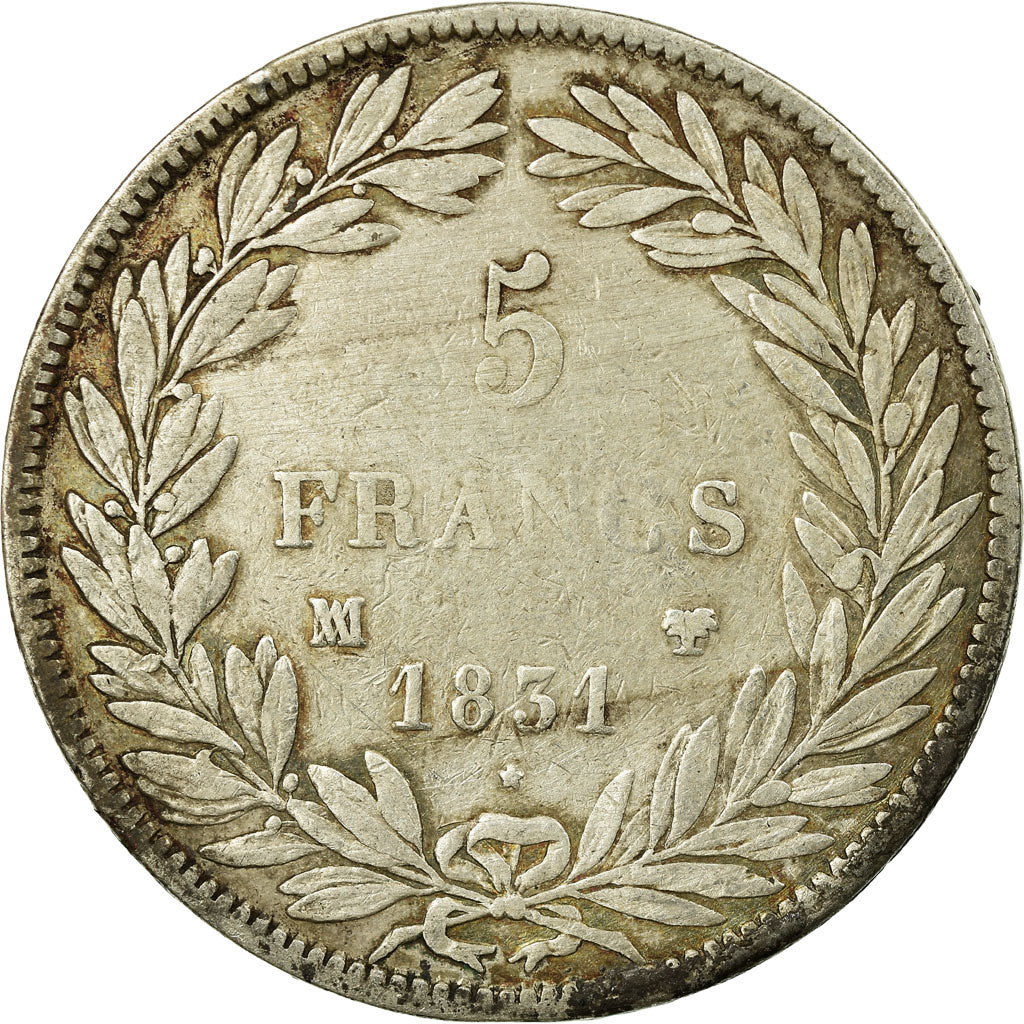Münze, Frankreich, Louis-Philippe, 5 Francs, 1831, Marseille, S+, Silber