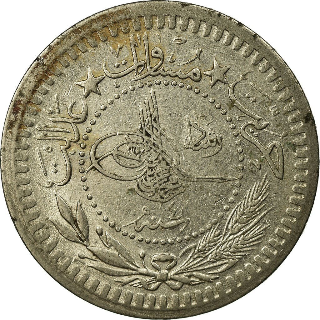 Coin, Turkey, Muhammad V, 40 Para, 1911, Qustantiniyah, AU(50-53), Nickel