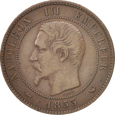 Monnaie, France, 10 Centimes, 1853, Lille, TTB, Bronze, KM:M24, Gadoury:249c