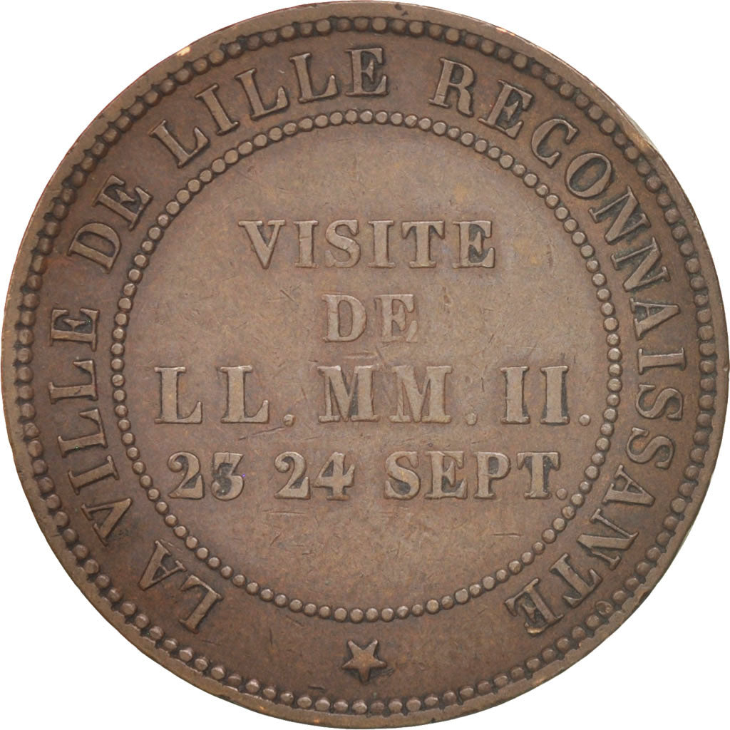 Monnaie, France, 10 Centimes, 1853, Lille, TTB, Bronze, KM:M24, Gadoury:249c