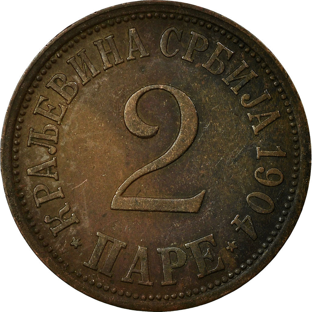 Moneta, Serbia, Peter I, 2 Pare, 1904, BB+, Bronzo, KM:23