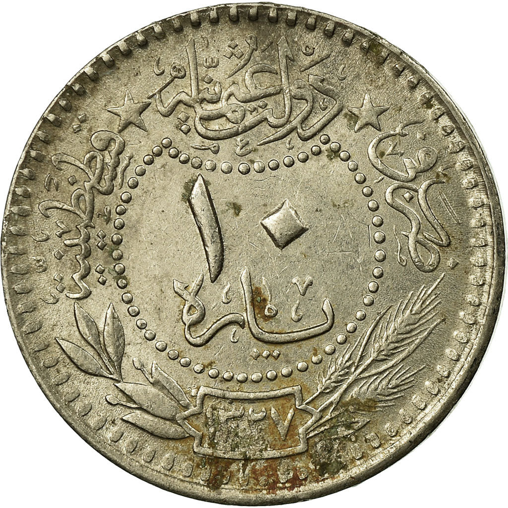 Coin, Turkey, Muhammad V, 10 Para, 1912, Qustantiniyah, EF(40-45), Nickel