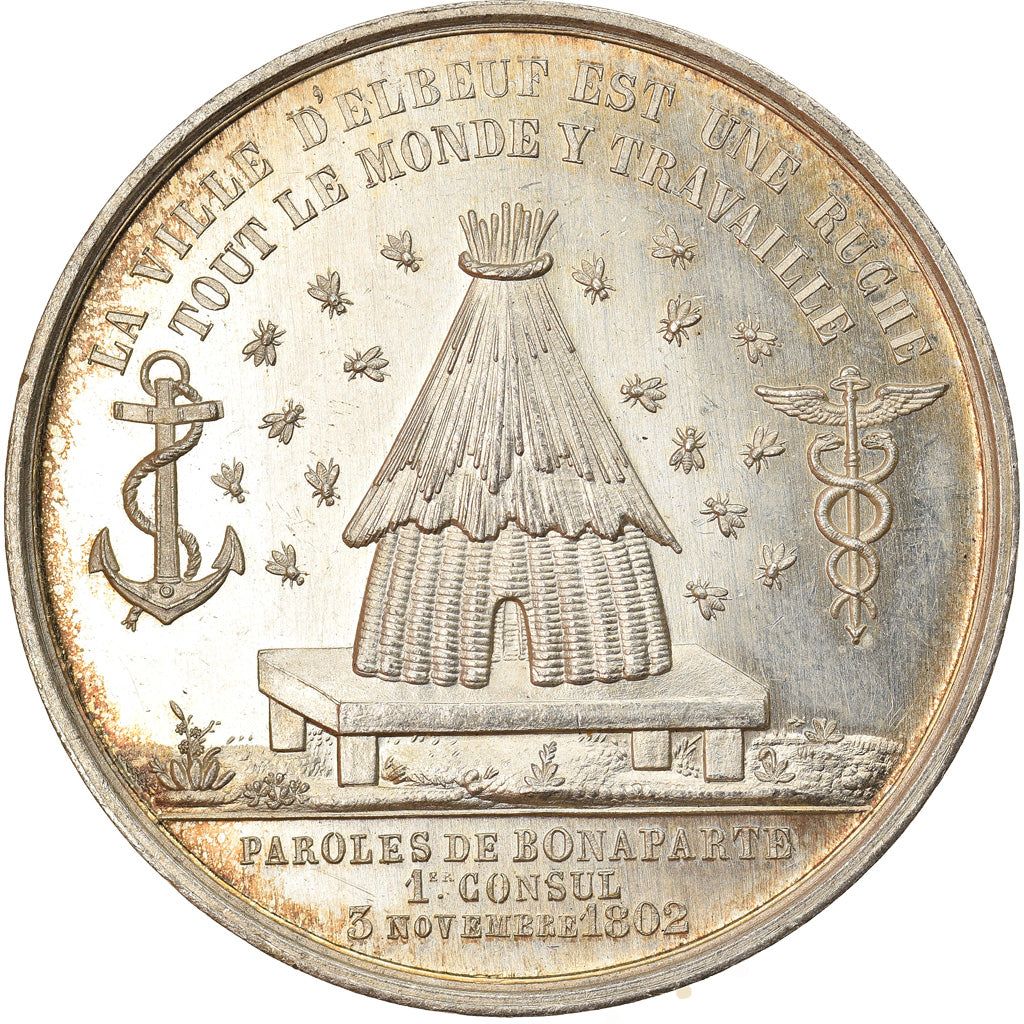 France, Token, Chambre de Commerce d'Elbeuf, 1861, Lecomte, MS(63), Silver