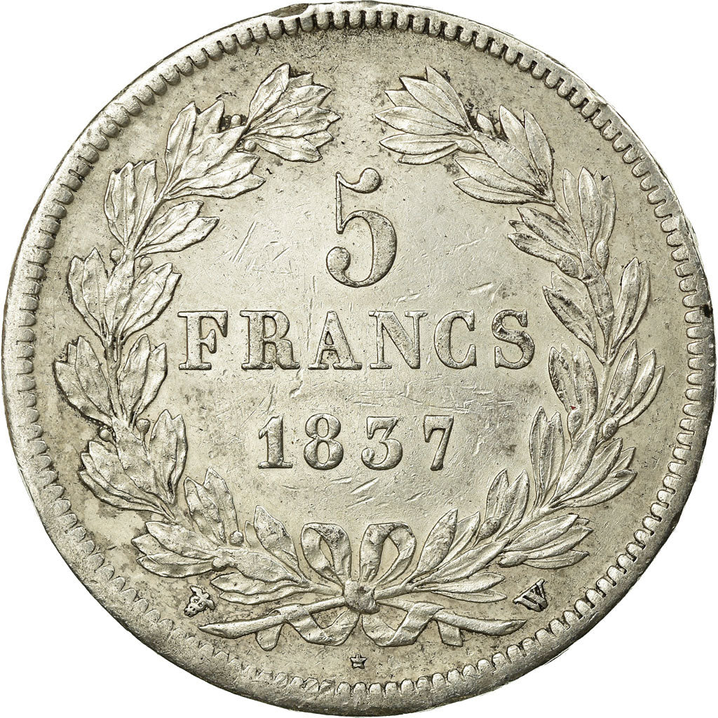 Moneta, Francia, Louis-Philippe, 5 Francs, 1837, Lille, BB, Argento, KM:749.13