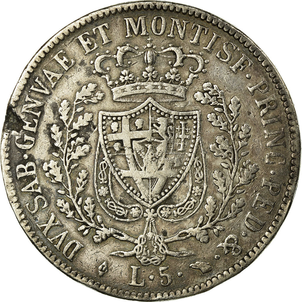 Munten, Italiaanse staten, SARDINIA, Carlo Felice, 5 Lire, 1829, Torino, FR+