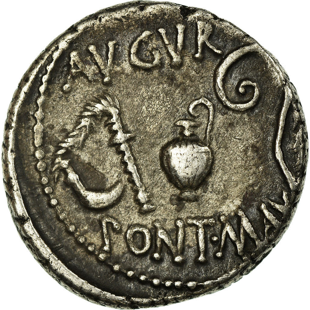 Moeda, Julius Caesar, Denarius, 46 BC, Utica, EF(40-45), Prata, Crawford:467/1b