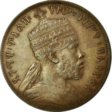 Moeda, Etiópia, Menelik II, 1/100 Birr, Matonya, 1889, Paris, AU(50-53), Cobre