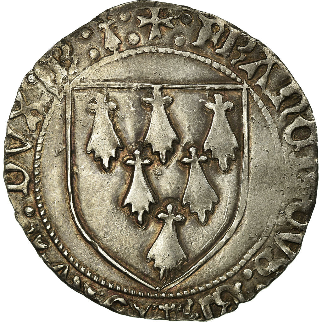 Moneta, Francia, Bretagne, François II, Gros à l'écu, Rennes, BB+, Argento
