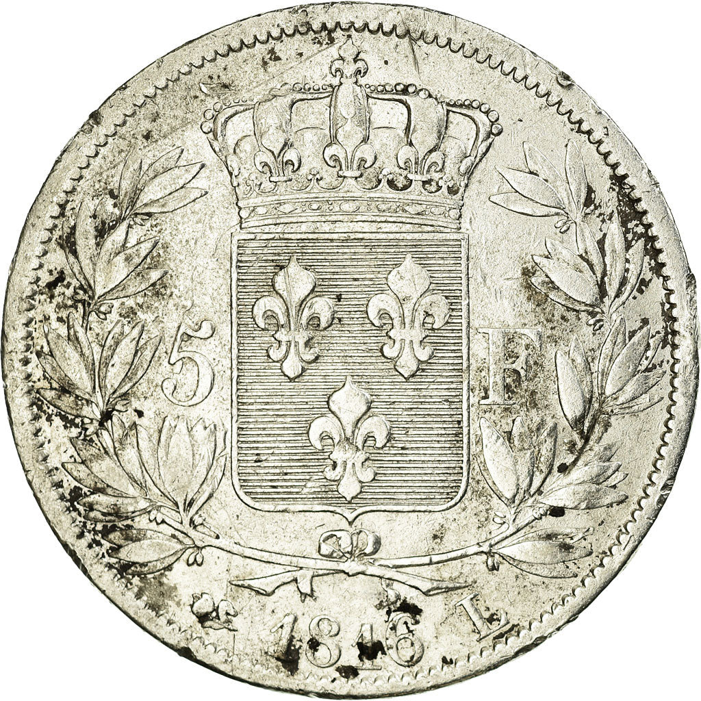 Munten, Frankrijk, Louis XVIII, 5 Francs, 1816, Bayonne, FR+, Zilver, KM:711.8