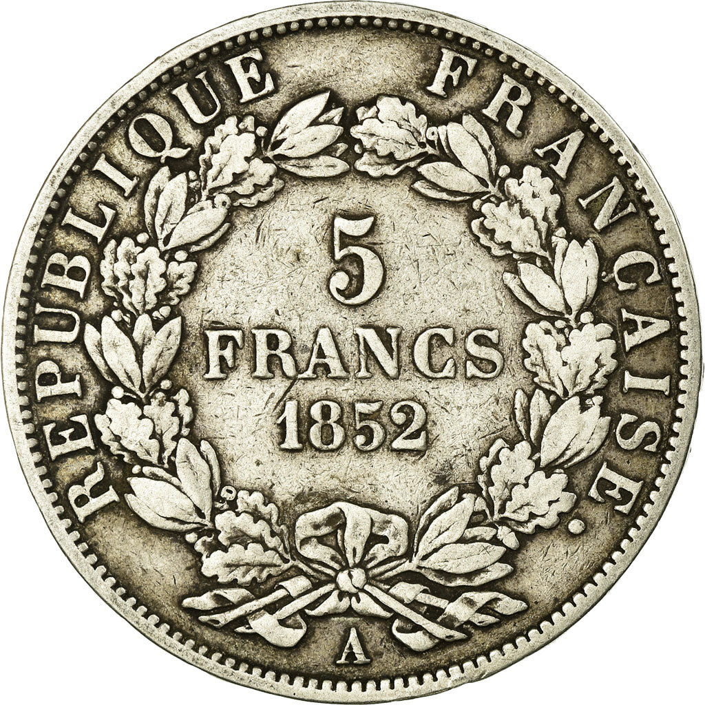 Coin, France, Napoléon III, 5 Francs, 1852, Paris, VF(30-35), Silver, KM:773.1