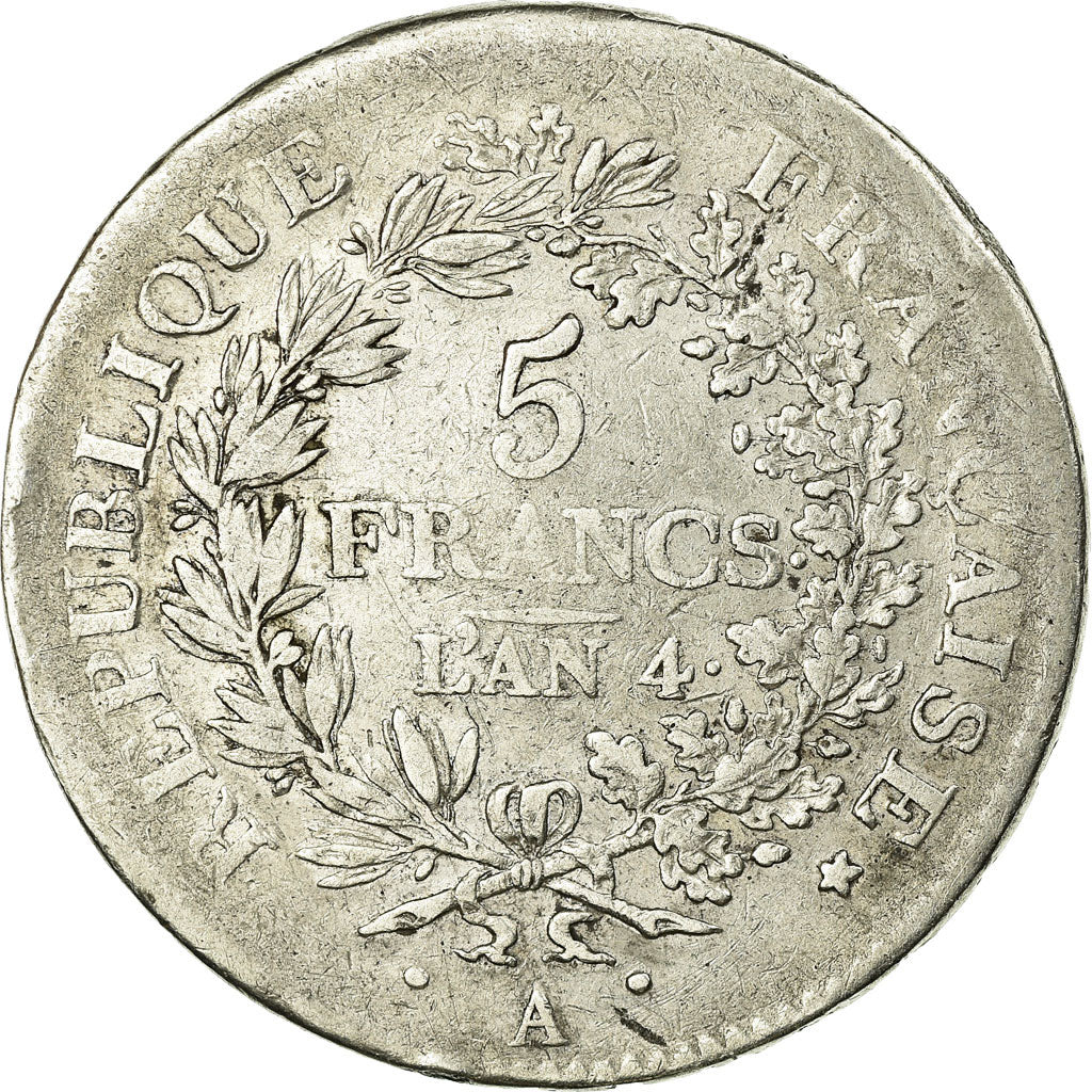 Coin, France, Union et Force, 5 Francs, AN 4, Paris, VF(30-35), Silver