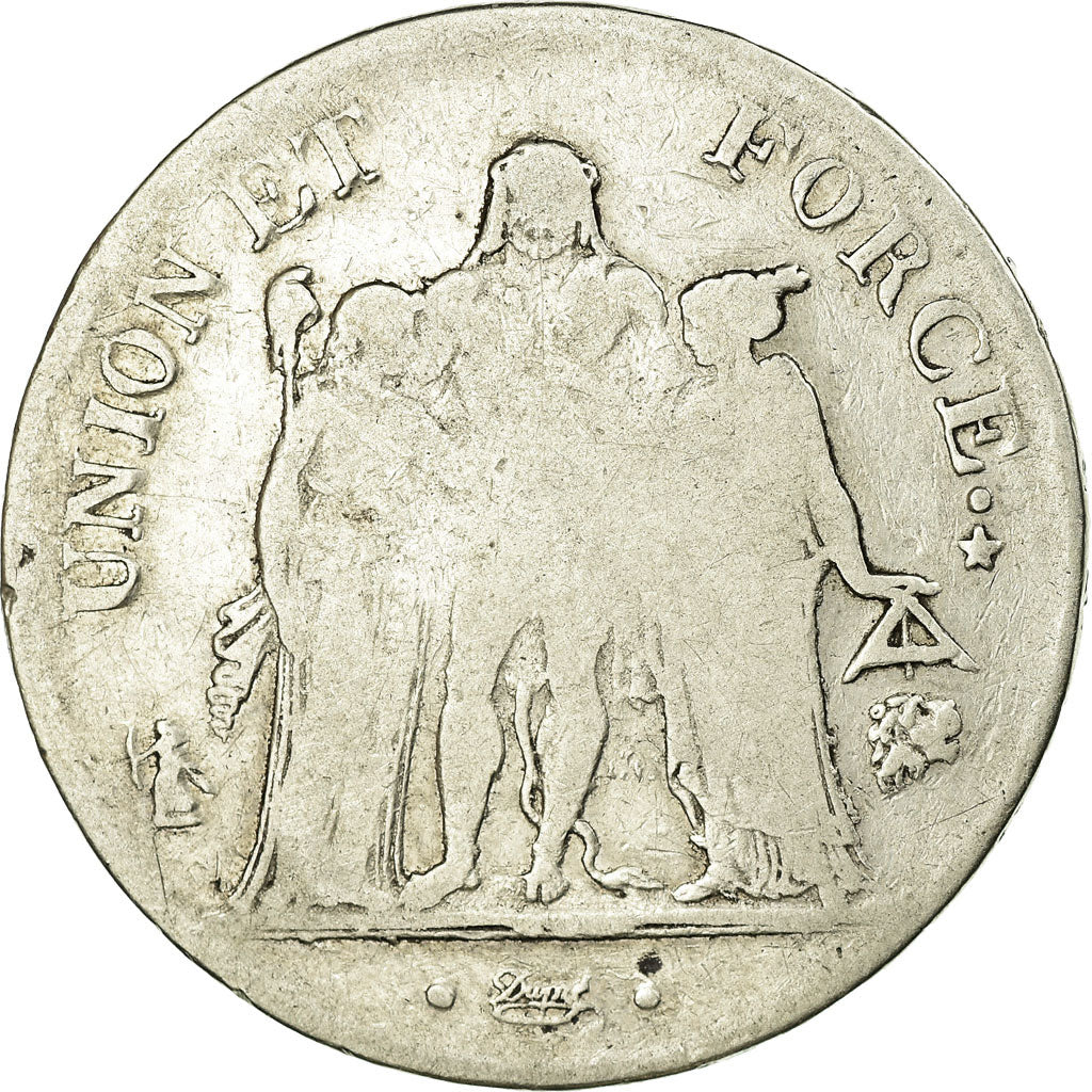 Coin, France, Union et Force, 5 Francs, AN 9, Bayonne, F(12-15), Silver