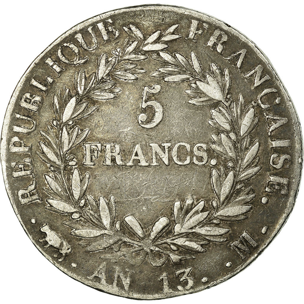 Moneta, Francia, Napoléon I, 5 Francs, AN 13, Toulouse, MB+, Argento