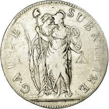 Munten, Italiaanse staten, PIEDMONT REPUBLIC, 5 Francs, AN 9, FR+, Zilver, KM:4