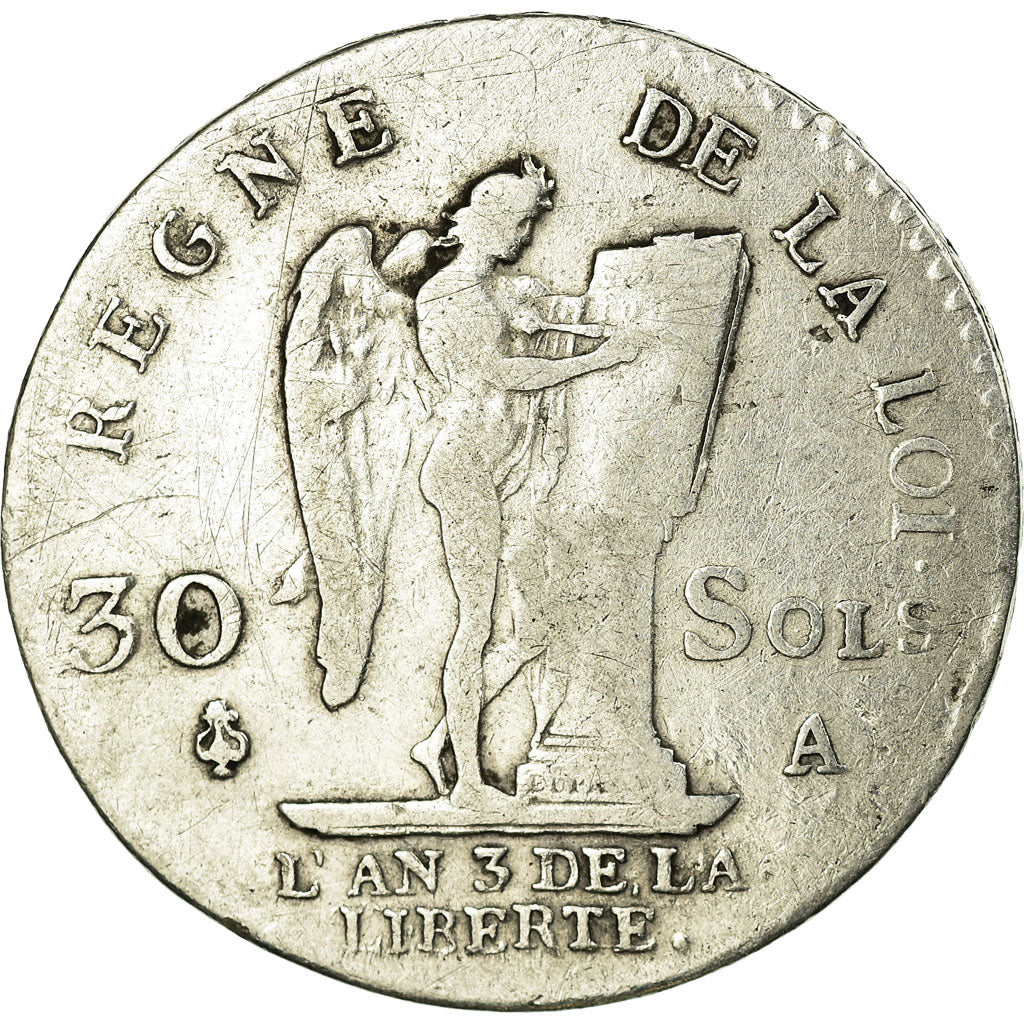 Coin, France, Louis XVI, 30 sols françois, 30 Sols, 1791, Paris, VF(30-35)