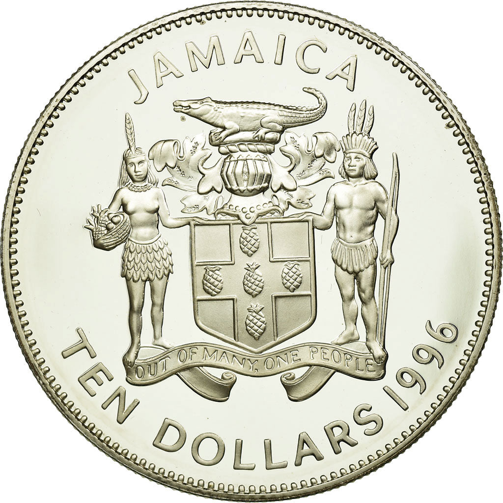 Coin, Jamaica, Elizabeth II, Olympics, 10 Dollars, 1996, MS(65-70), Silver