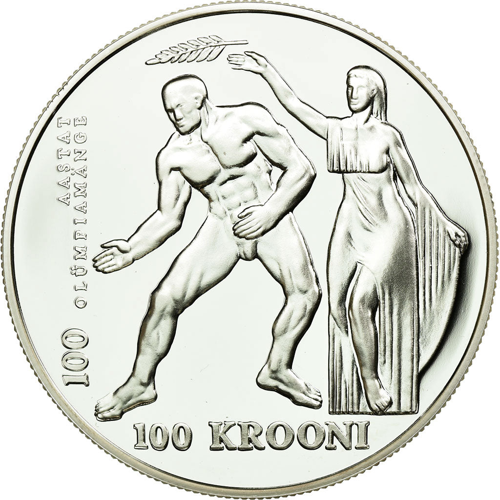 Coin, Estonia, Olympics, 100 Krooni, 1996, MS(65-70), Silver, KM:31