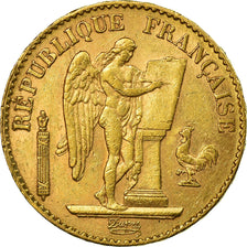 Moneda, Francia, Génie, 20 Francs, 1889, Paris, MBC+, Oro, KM:825, Gadoury:1063