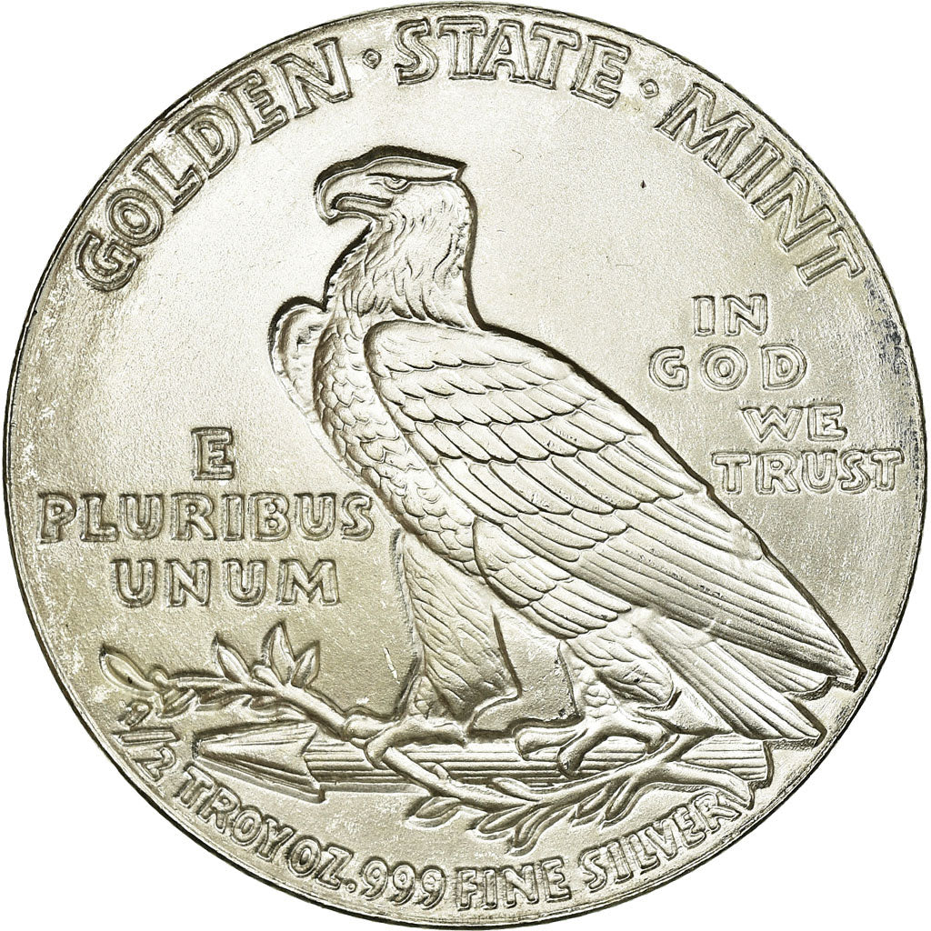 Coin, United States, Indian Head, 1/2 Oz, U.S. Mint, MS(65-70), Silver
