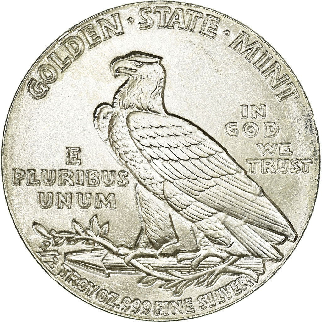 Coin, United States, Indian Head, 1/2 Oz, U.S. Mint, MS(65-70), Silver