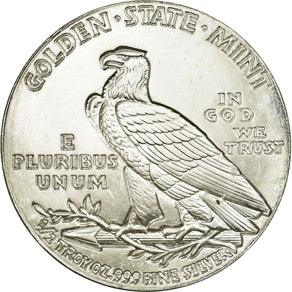 Coin, United States, Indian Head, 1/2 Oz, U.S. Mint, MS(65-70), Silver