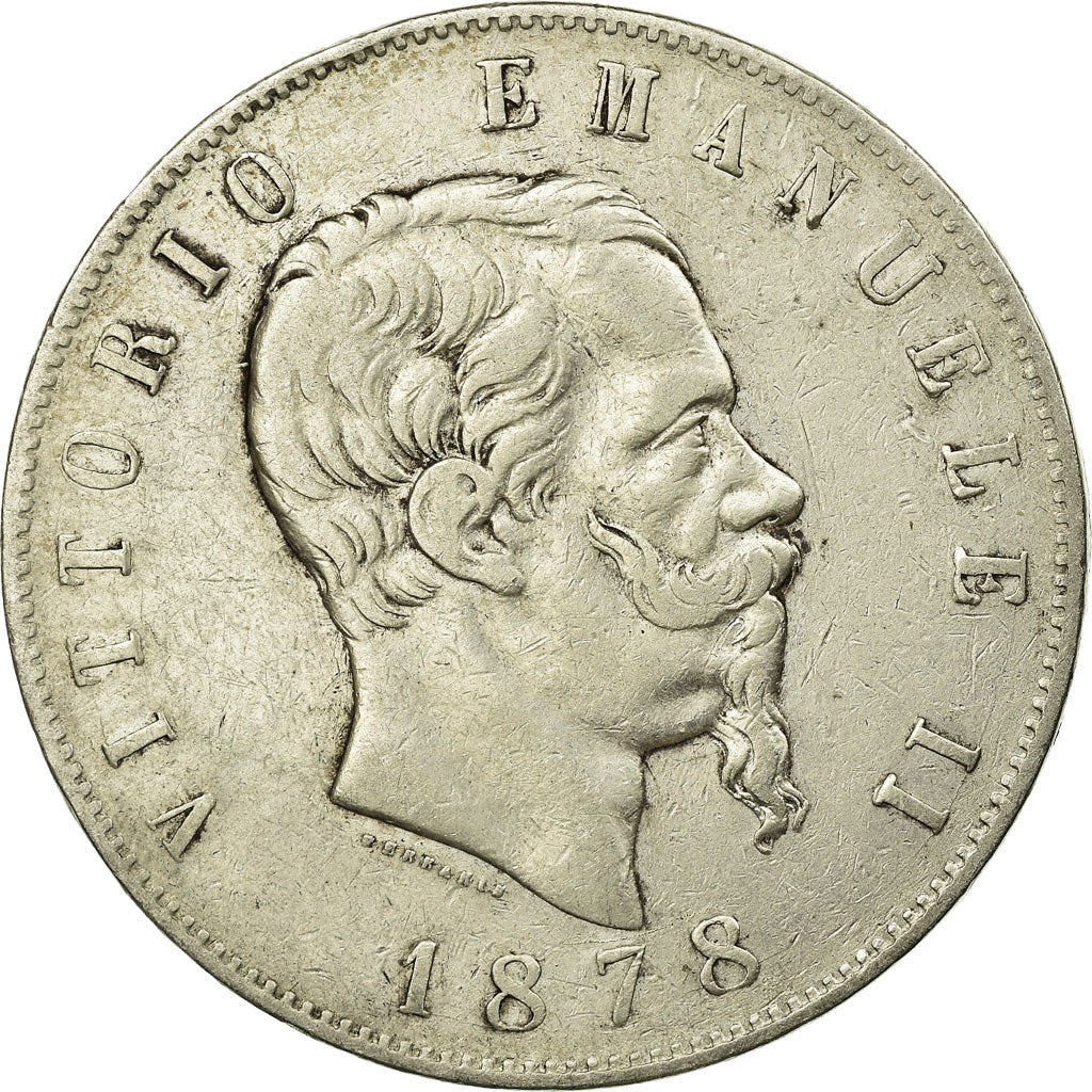 Coin, Italy, Vittorio Emanuele II, 5 Lire, 1878, Rome, VF(30-35), Silver, KM:8.4