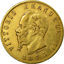 Moneta, Włochy, Vittorio Emanuele II, 20 Lire, 1873, Milan, EF(40-45), Złoto