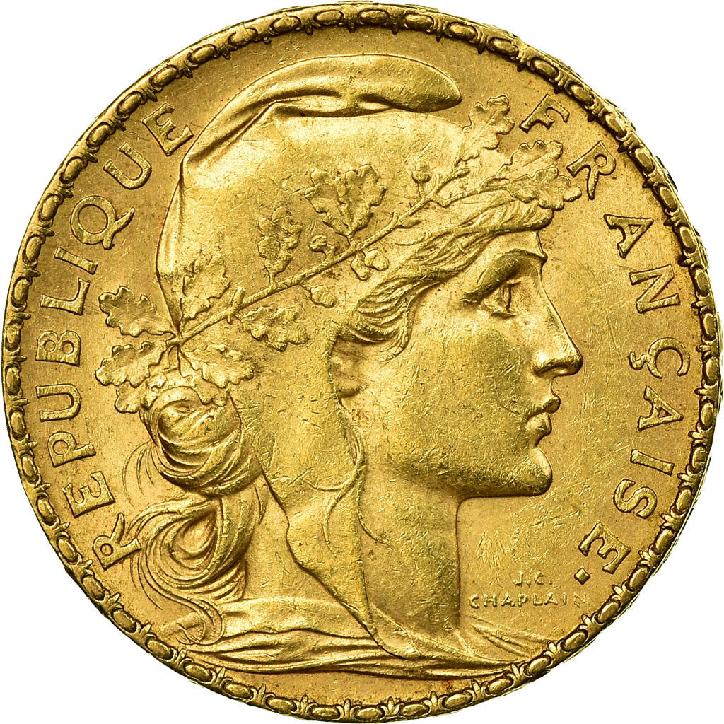 Moneda, Francia, Marianne, 20 Francs, 1900, Paris, MBC+, Oro, KM:847