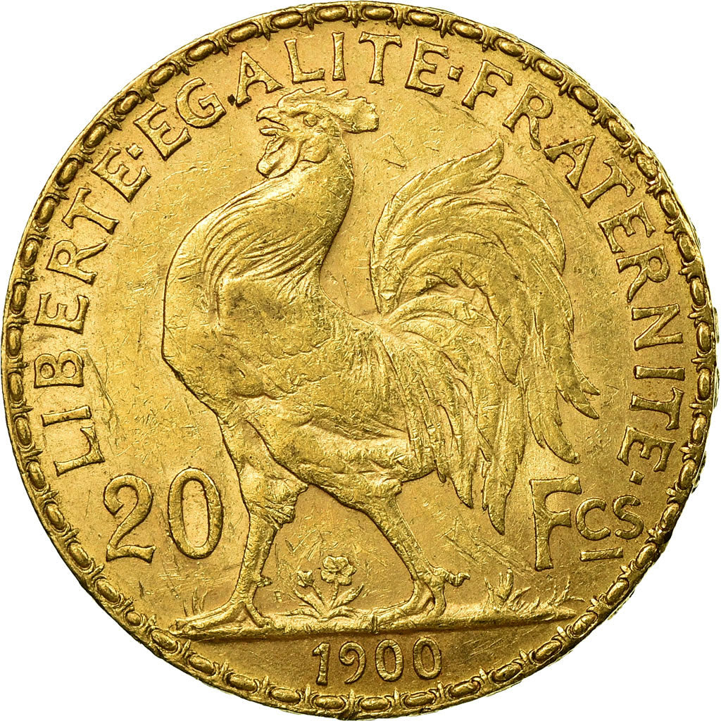 Moneda, Francia, Marianne, 20 Francs, 1900, Paris, MBC+, Oro, KM:847
