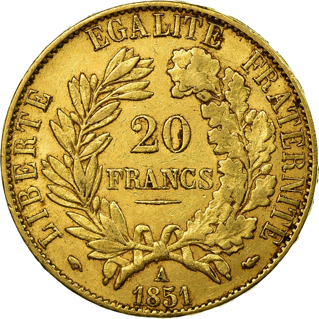 Coin, France, Cérès, 20 Francs, 1851, Paris, EF(40-45), Gold, KM:762