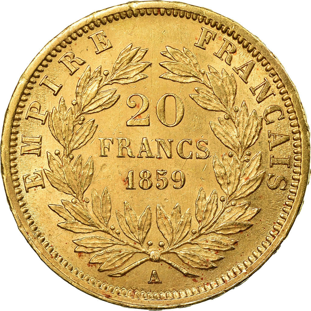 Coin, France, Napoleon III, 20 Francs, 1859, Paris, AU(50-53), Gold