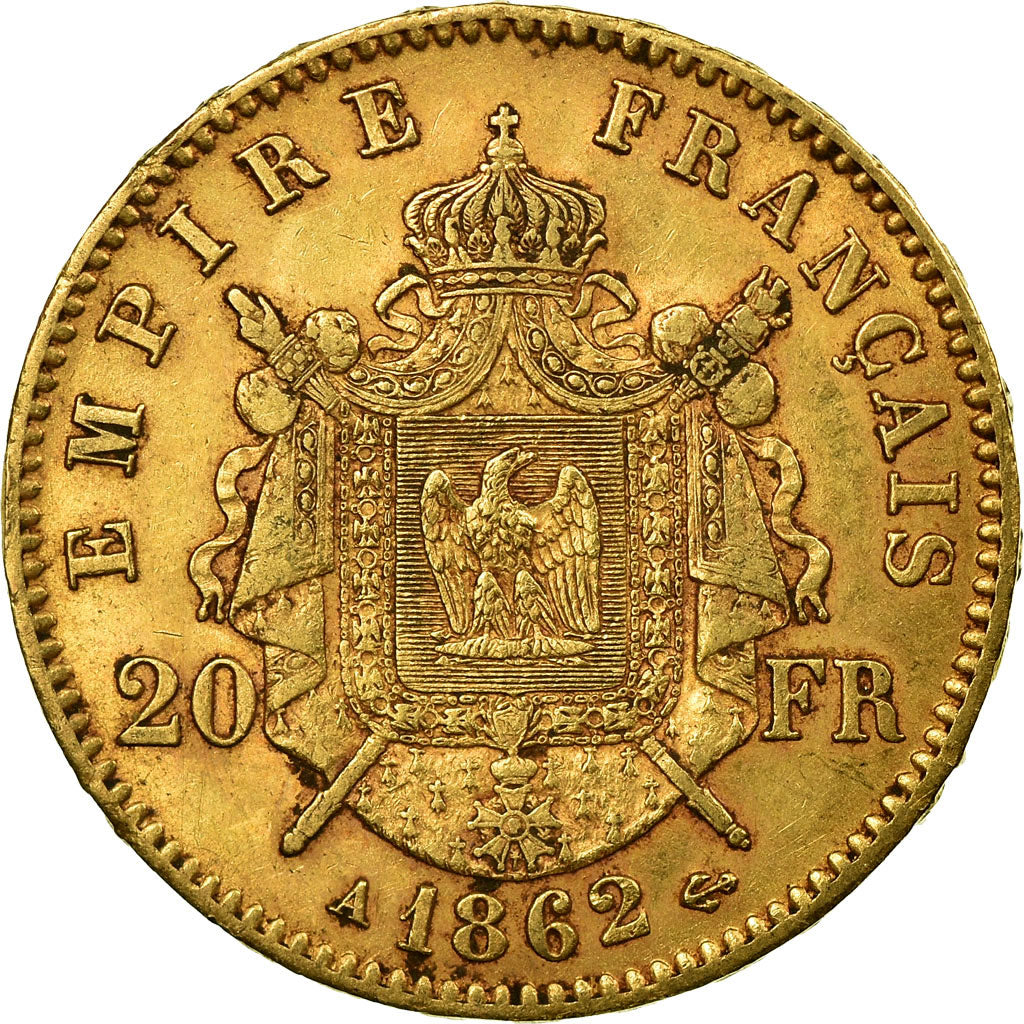 Coin, France, Napoleon III, 20 Francs, 1862, Paris, EF(40-45), Gold