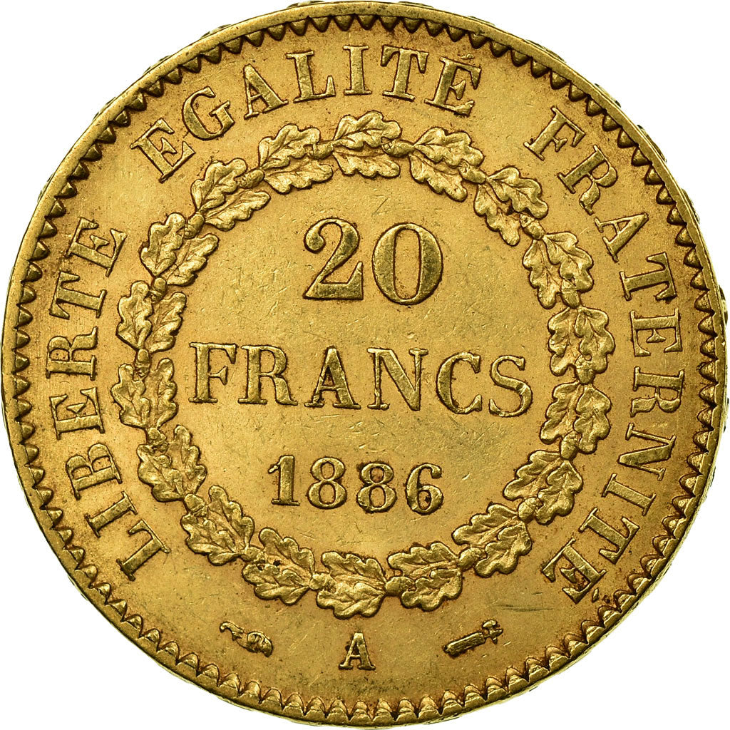 Munten, Frankrijk, Génie, 20 Francs, 1886, Paris, ZF+, Goud, KM:825
